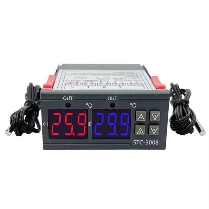 Терморегулатор двоен -55 до +120°C, захр.12VDC , 2 изх. 10А NO, 4257