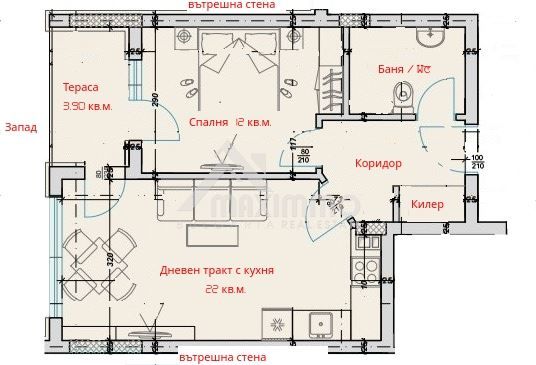 2-стаен в Варна-Кайсиева градина площ 63 цена 123500