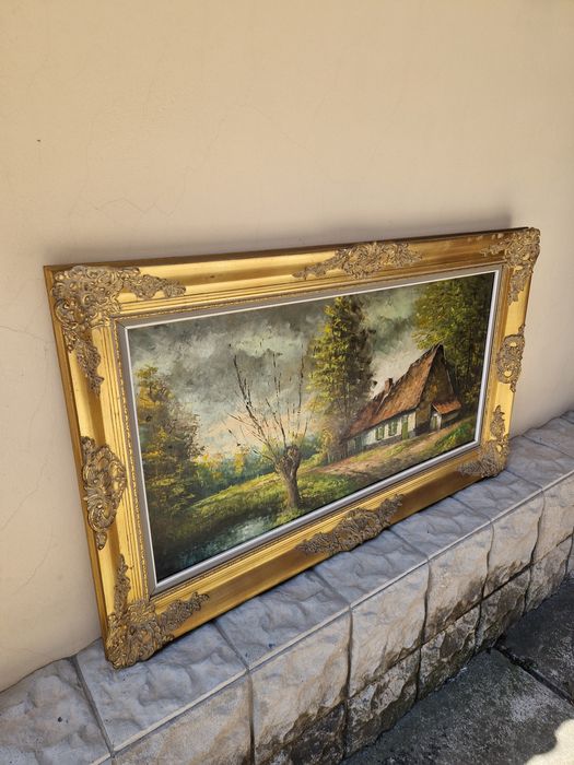 Уникална антикварна авторска холандска картина масло върху платно