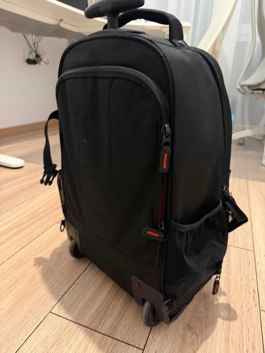 Rucsac foto troler Hama, cu roți, laptop 15.6", husă ploaie - stare foarte buna