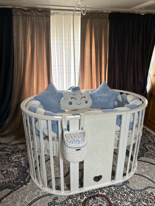 Detskiy krovat transformer ichidigilari bn matras parda yostiqlari