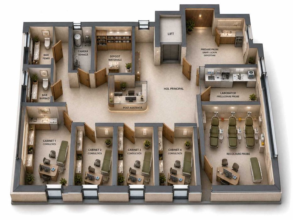 CLADIRE LUX MODERNA 320 mp pentru clinică medicală, recoltări și laborator – posibilitate de lift, teren 620 mp - 9km de centrul mun. Cluj-Napoca
