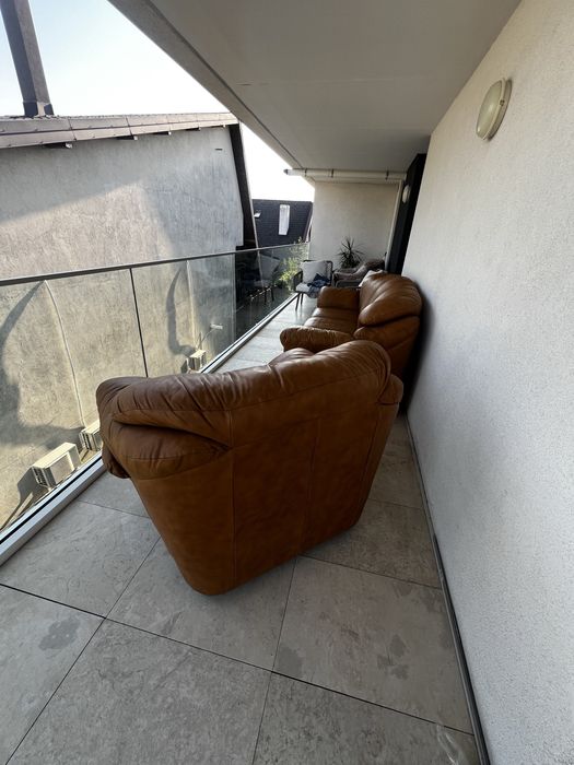 Canapea extensibila piele+2 fotolii
