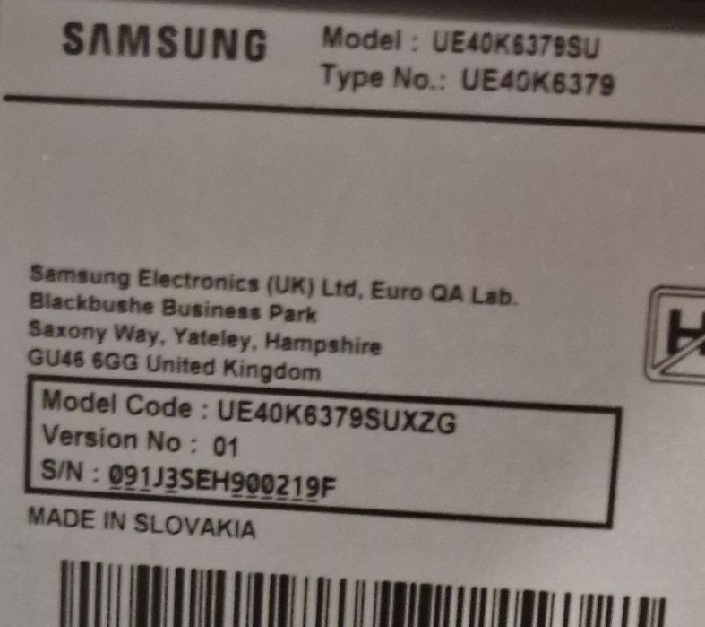 Componente tv Samsung UE40K6379