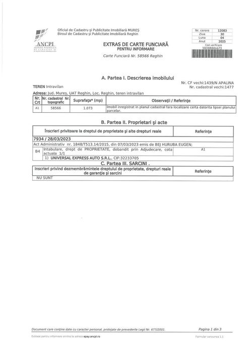 Teren intravilan Reghin