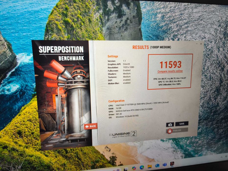 laptop gaming MSI GF 65 thin 10ser i7 10750h RTX 2060 16gb 120Hz