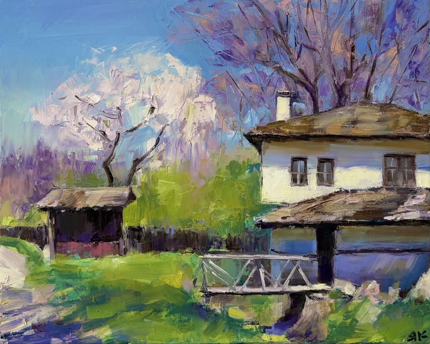 Картина, “Пролетен Боженци” , маслена живопис