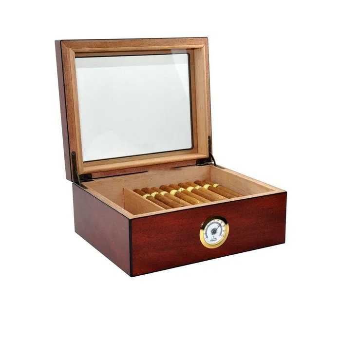 Кутия за пури и пурети хумидор кедрово дърво влагомер запалка тютюн