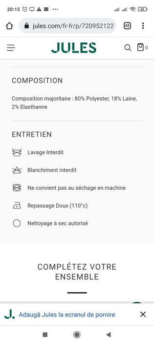 Sacou Jules nou fara eticheta 46-48