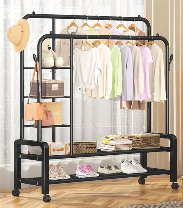 Двухъярусная двухрядная вешалка для одежды