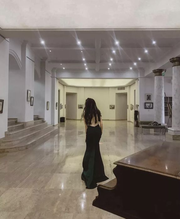 Rochie satin verde smarald