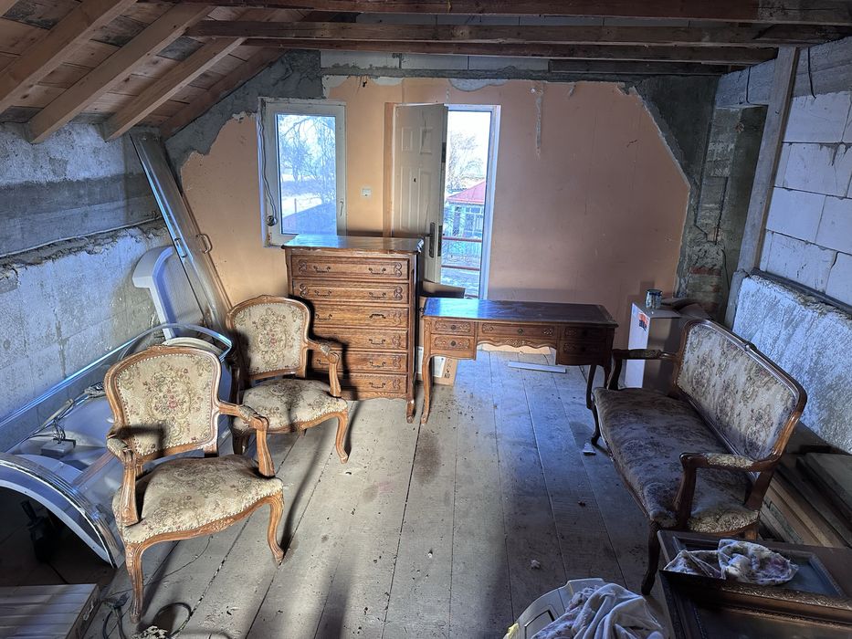 Set mobilă lemn masiv stil Louis XV vintage set complet