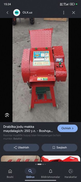 Drabilka  ot xashak maydalash uchun hol va quruq aralash