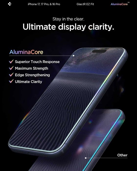 Предпазно стъкло от Spigen за iPhone 17, iPhone 17 Pro, iPhone 16 Pro
