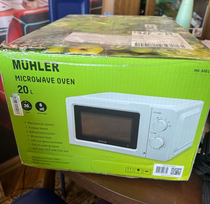 Нова микровълнова фурна MÜHLER MO-5001 – 20L, не отваряна