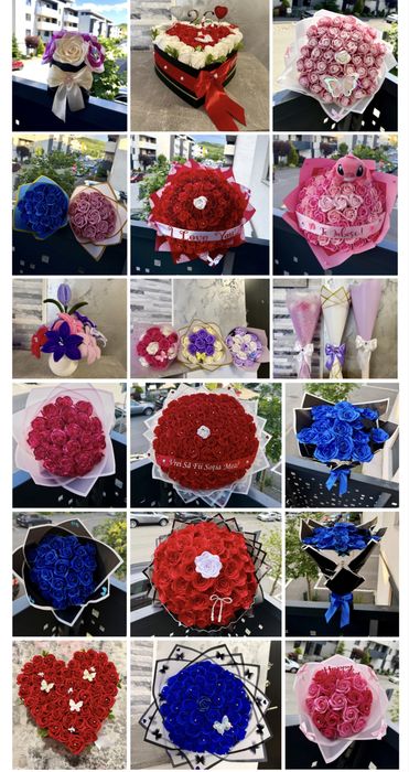 Buchet trandafiri de sapun sau satin / Aranjamente florale/ Aran dulce