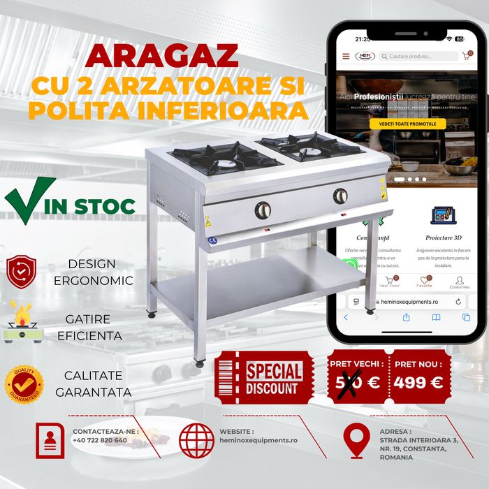 Aragaz Inox Profesional Cu 2,3,4,6 Arzatoare IN STOC