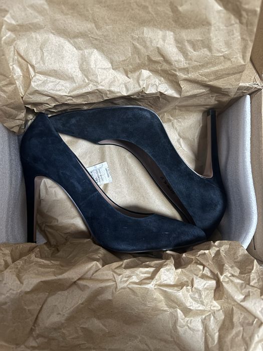 Туфли велюр темно-синие