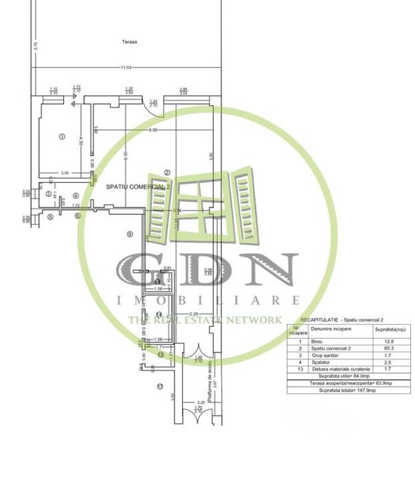 Spatiu comercial, 84 mp + terasa de 64 mp, Cartier 1 Mai, Zona Medicin