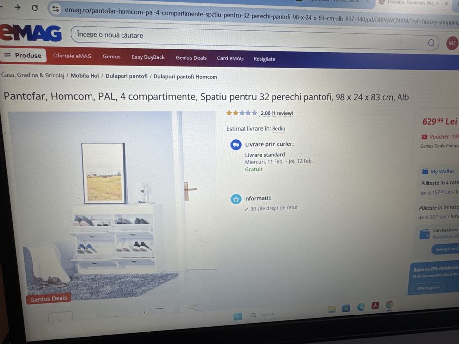 Pantofar pal, 4 compartimente