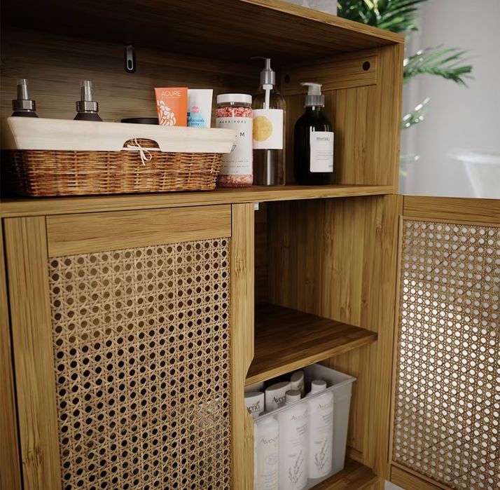 Бамбуков скрин/шкаф с ратан 7483