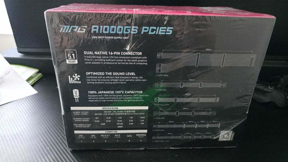 Sursă MSI MPG A1000GS – Nouă, Sigilată – 600 lei
