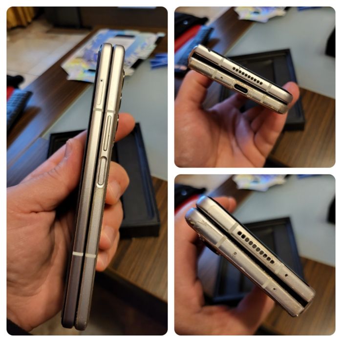 Galaxy Z Fold 3 256 GB Auriu/Negru, geam display mic puțin lovit