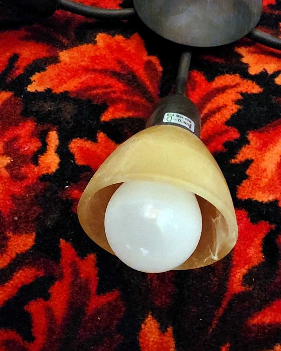 lampa plafoniera lustra caldelabru metal cu sticla