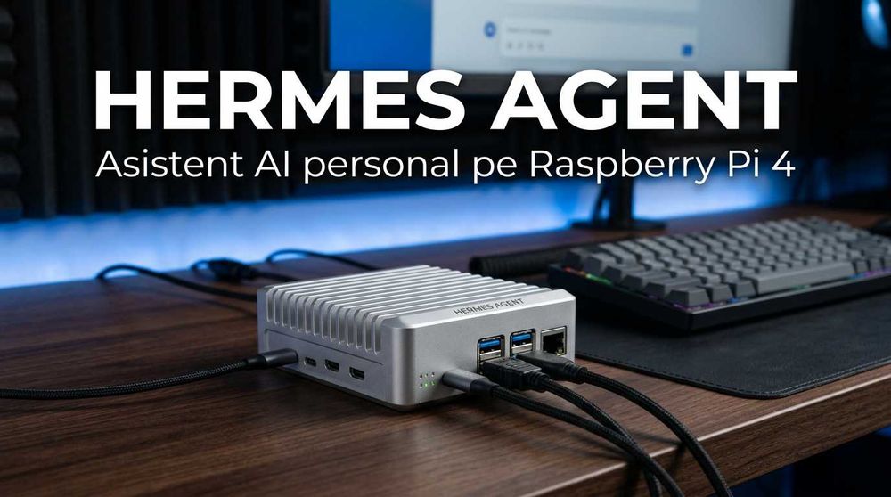 Raspberry Pi 4 4GB cu Hermes Agent - asistent AI personal,