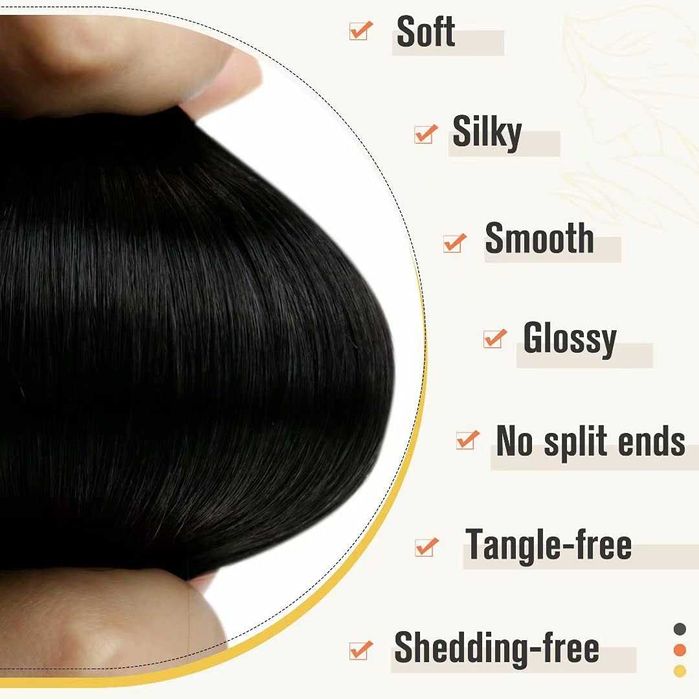 Естествена коса LaaVoo нано ринг (микро пръстени), дължина 35 см