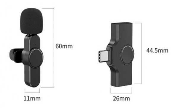 Безжичен микрофон с клипс за смартфон, айфон, лаптоп, подкаст, влог