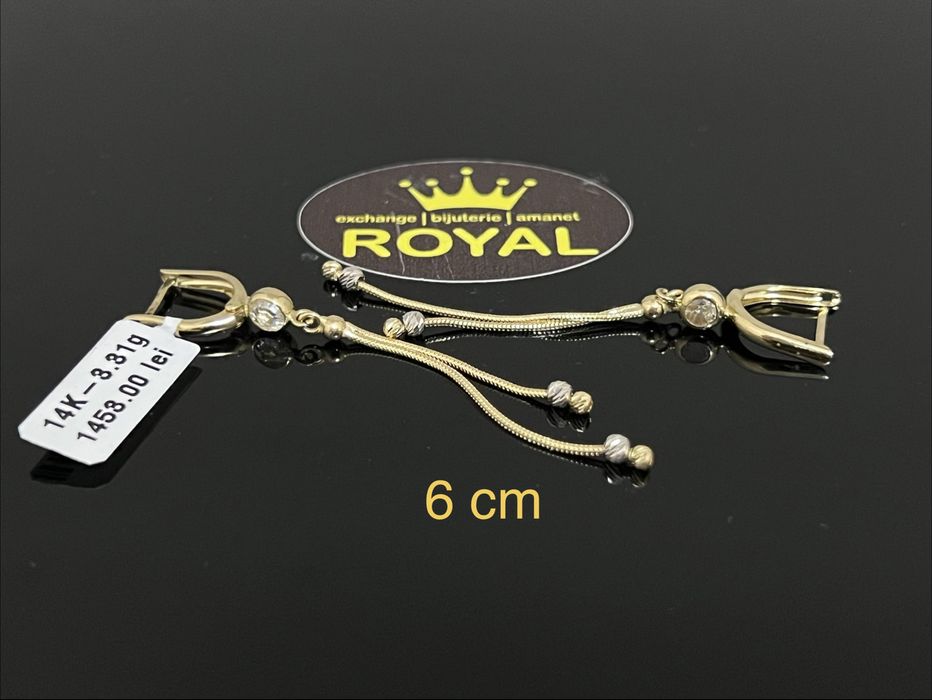 Bijuteria Royal CB :Cercei lungi aur 14K 585  3,31 gr