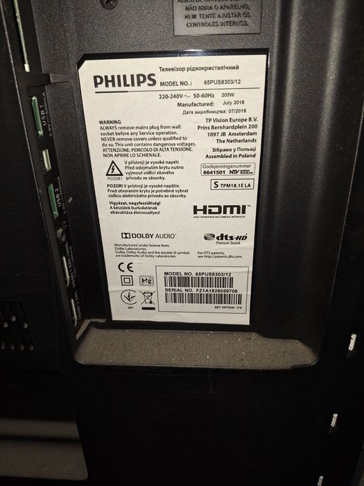 Vand Tv Philips diag=164 cm Led Smart 4k Uhd