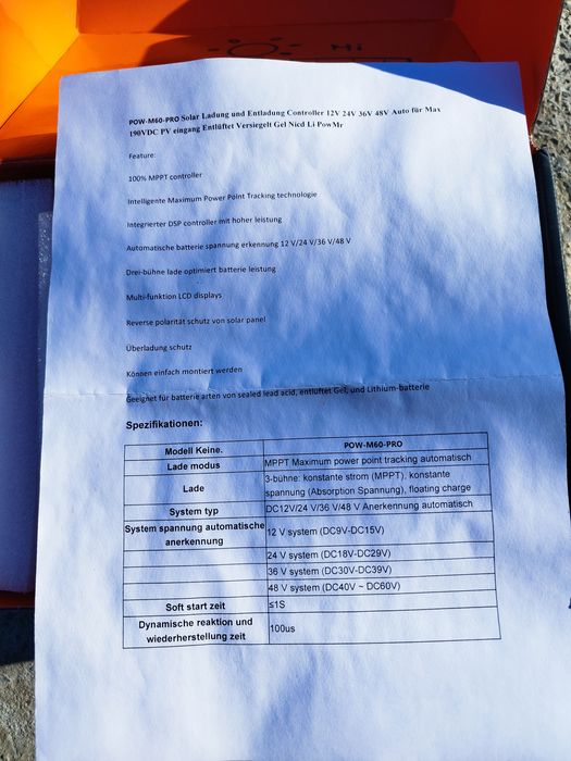 POWMr POW-M60-PRO MPPT Соларен Контролер 60A