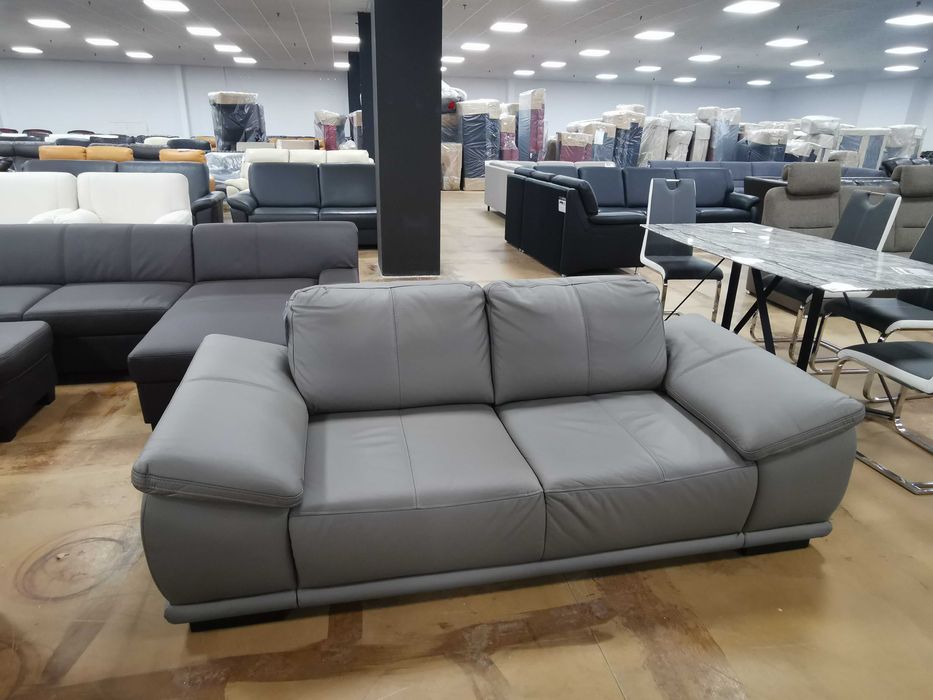 Сив кожен диван голяма двойка "Calypso"