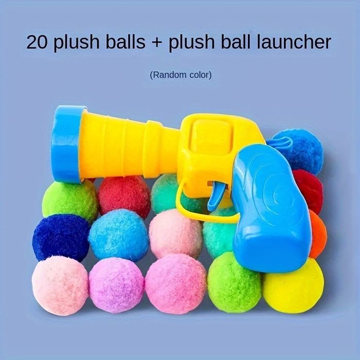 Мини пусков апарат с плюшени топчета за забавление и тренировка!