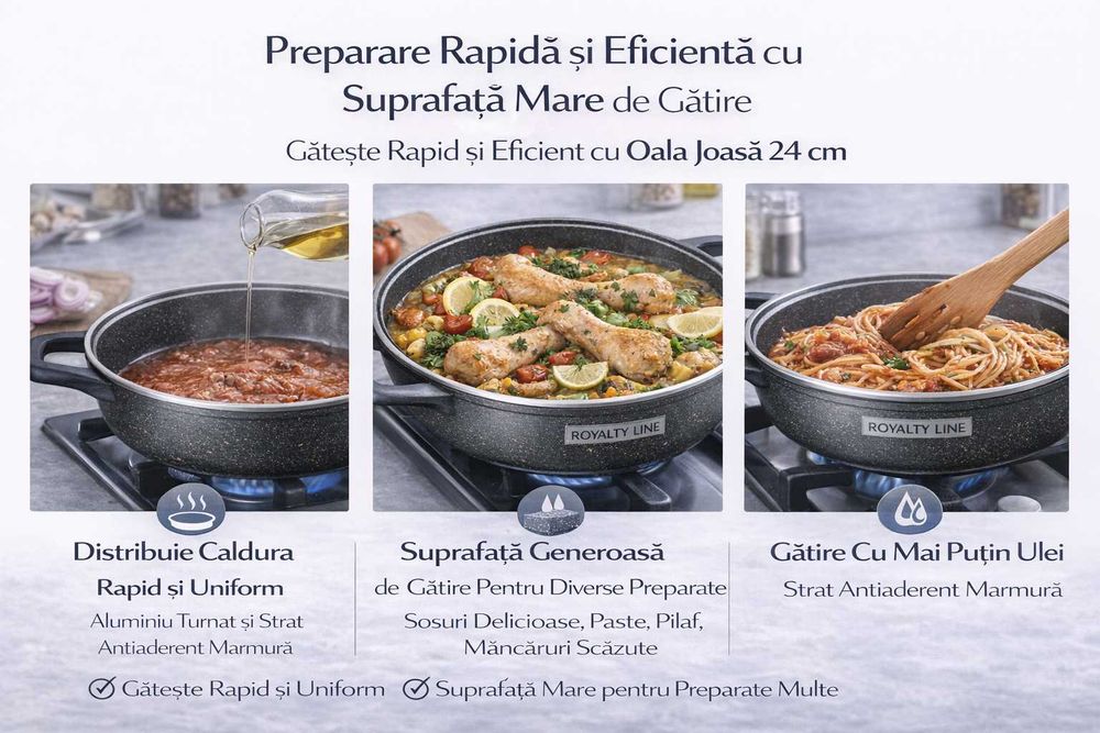Oala joasa din aluminiu turnat cu capac 24 cm Royalty Line