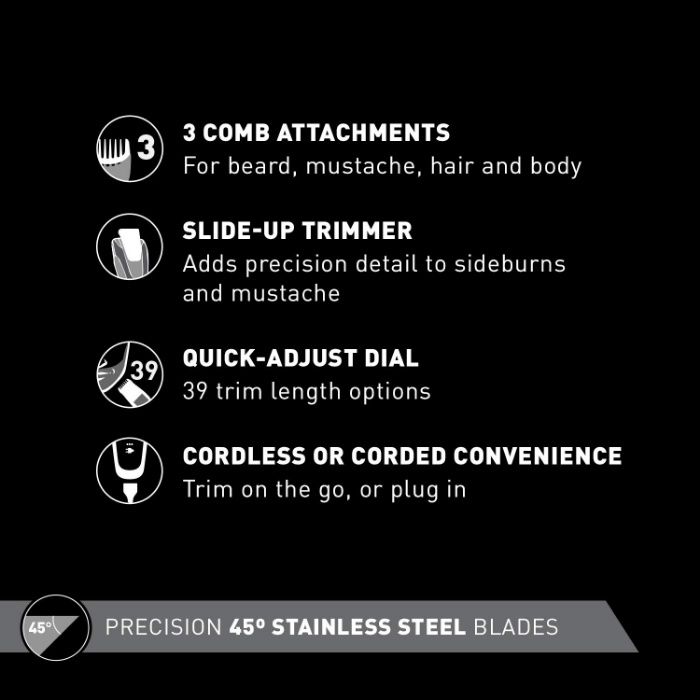 Panasonic Multigroom Beard Trimmer, 39 Quick-Adjust,Dial Trim [USA]