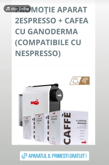 Promo snep cafea ganoderma plus aparat