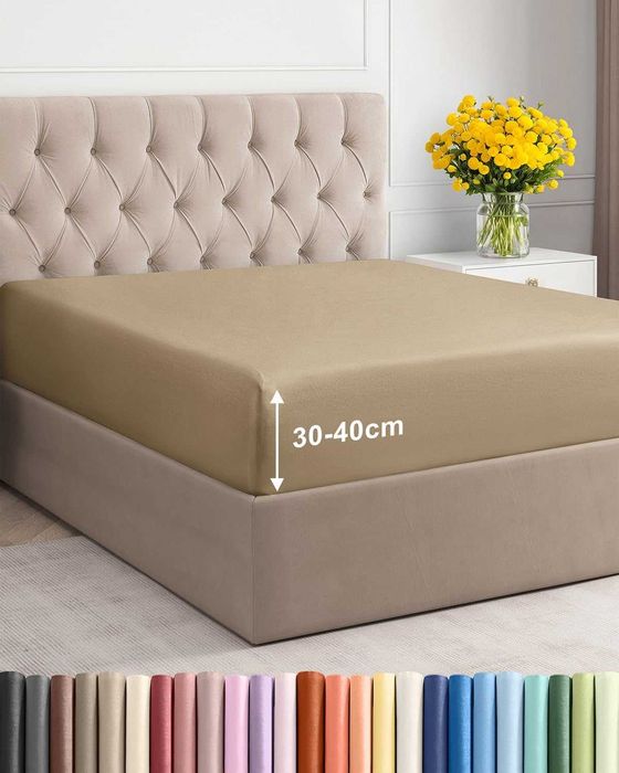 Cearceaf cu elastic 180x200 cm bej, microfibră, 40 cm*
