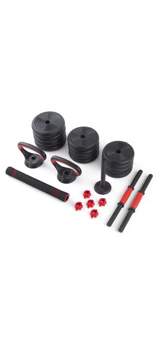Set Gantera reglabila kettlebell FitTronic 6 in 1 de 40 kg, cu o multitudine de combinatii posibile