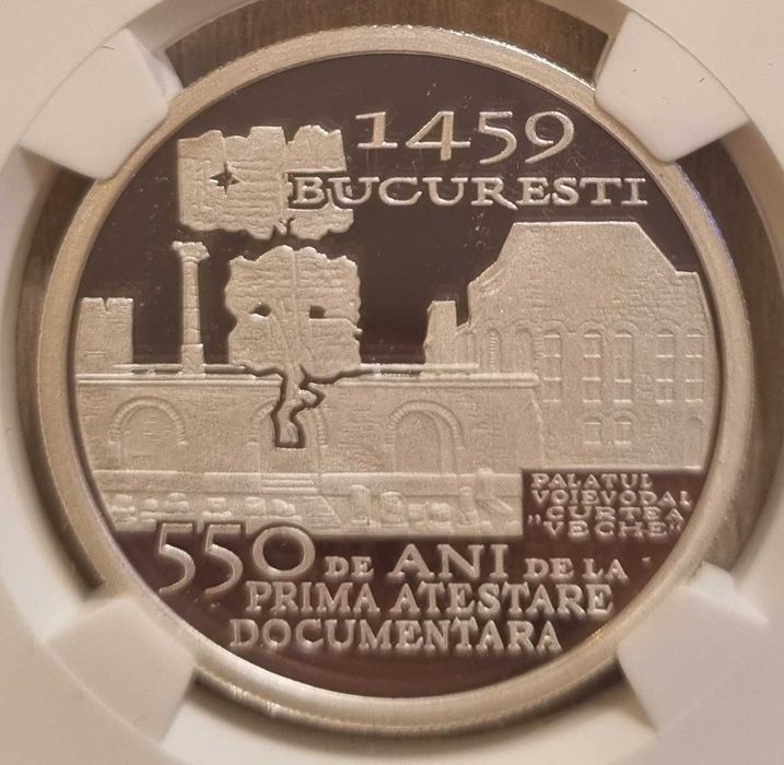 Moneda BNR 10 lei argint Vlad Tepes gradata NGC PF 70 Ultra Cameo