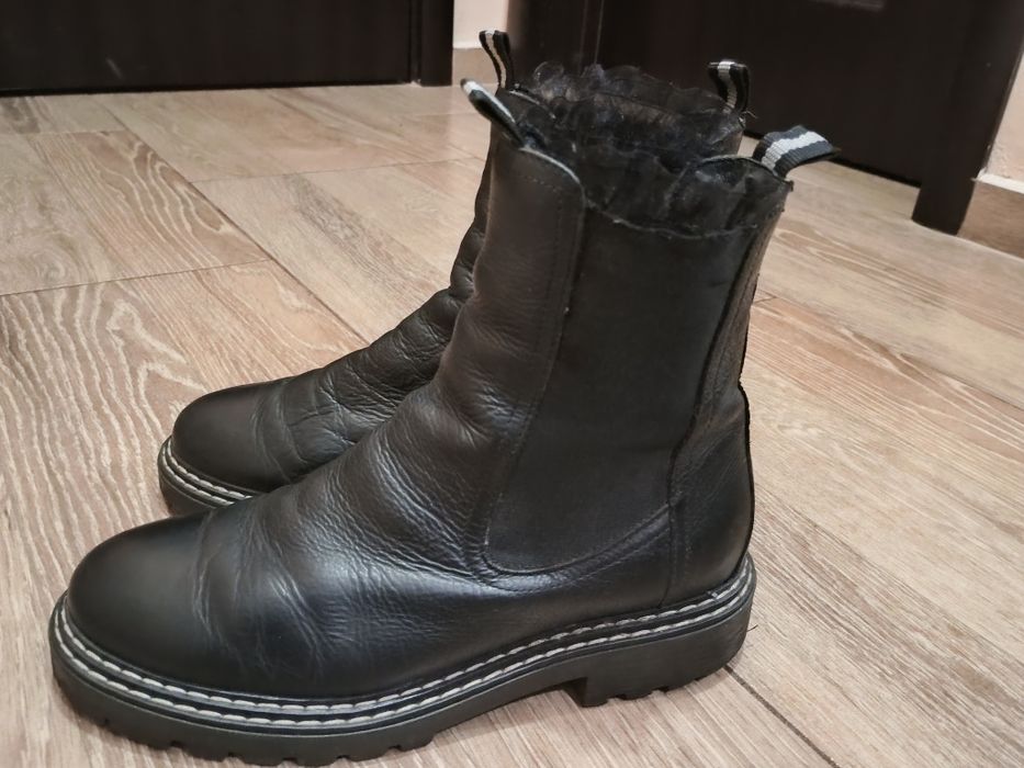 Боти, естествена кожа, черни