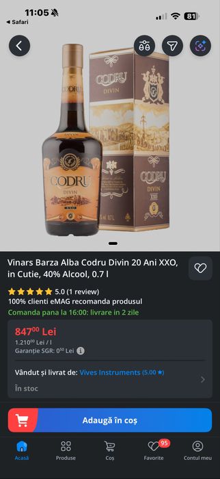 Vinars barza alba codru divin 20 ani