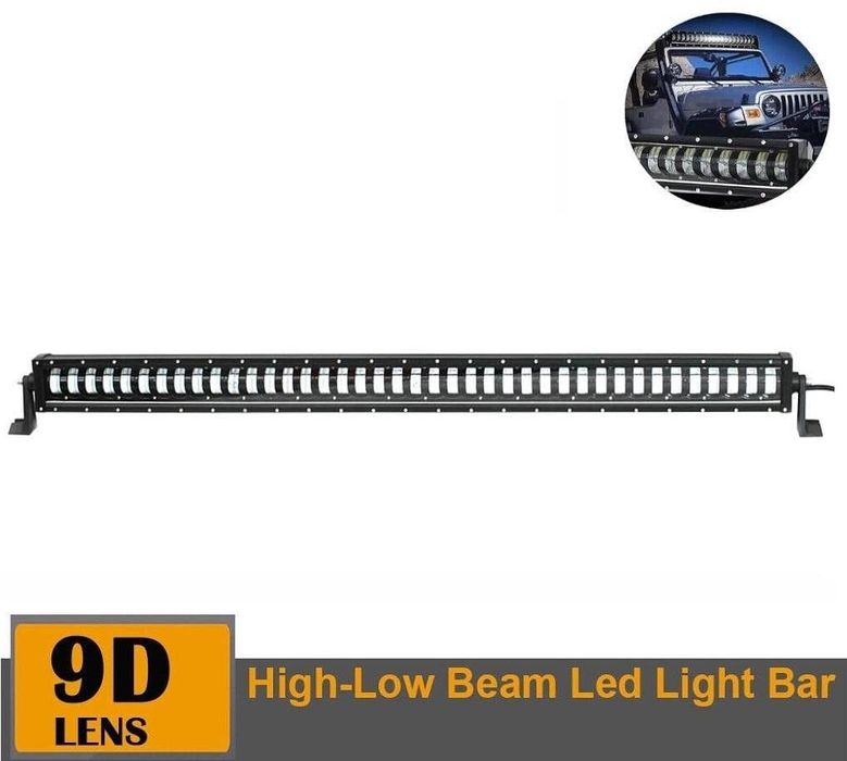 9D LED бар 114см 320W 25600LM Къси/Дълги 12/24V с лупи за Джип ATV