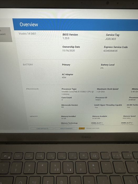 Dell vostro 14 5401 procesor i5 1035g1 ram 16gb ddr4 ssd512