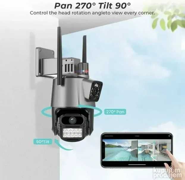 Двойна Wi-Fi Камера 360°, 8 MP, ICSEE, AI проследяване, нощно виждане