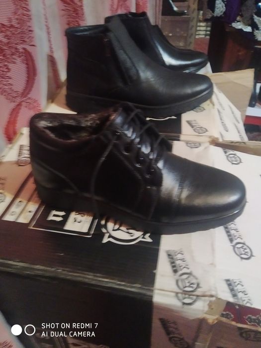 Ботинки кожаные мужские из натуральной кожи отличного качества с мехом