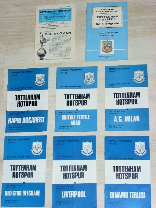 Стари футболни програми Тотнъм Хотспър от европейски клубни турнири