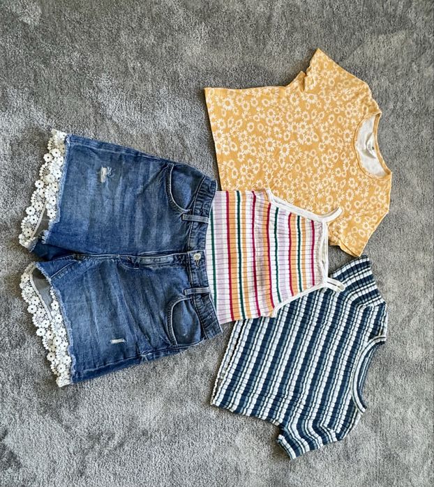Сет H&M блузки, потниче, дънкови панталонки 146/152 и 158/164 см
